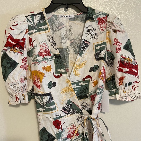 🍒NWT Reformation Carmelo Wrap Dress in Vacaciones - Picture 5 of 10